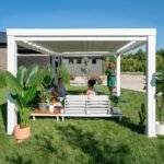 14x12 Windham Modern Steel Pergola With Sail Shade Soft Canopy - Image 9