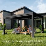 14x12 Trenton Modern Steel Pergola With Sail Shade Soft Canopy - Image 5