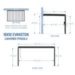 16x10 Evanston Wall Mounted Louvered Pergola - Image 3