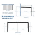 20x10 Evanston Wall Mounted Louvered Pergola - Image 3