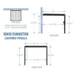 10x10 Evanston Wall Mounted Louvered Pergola - Image 4