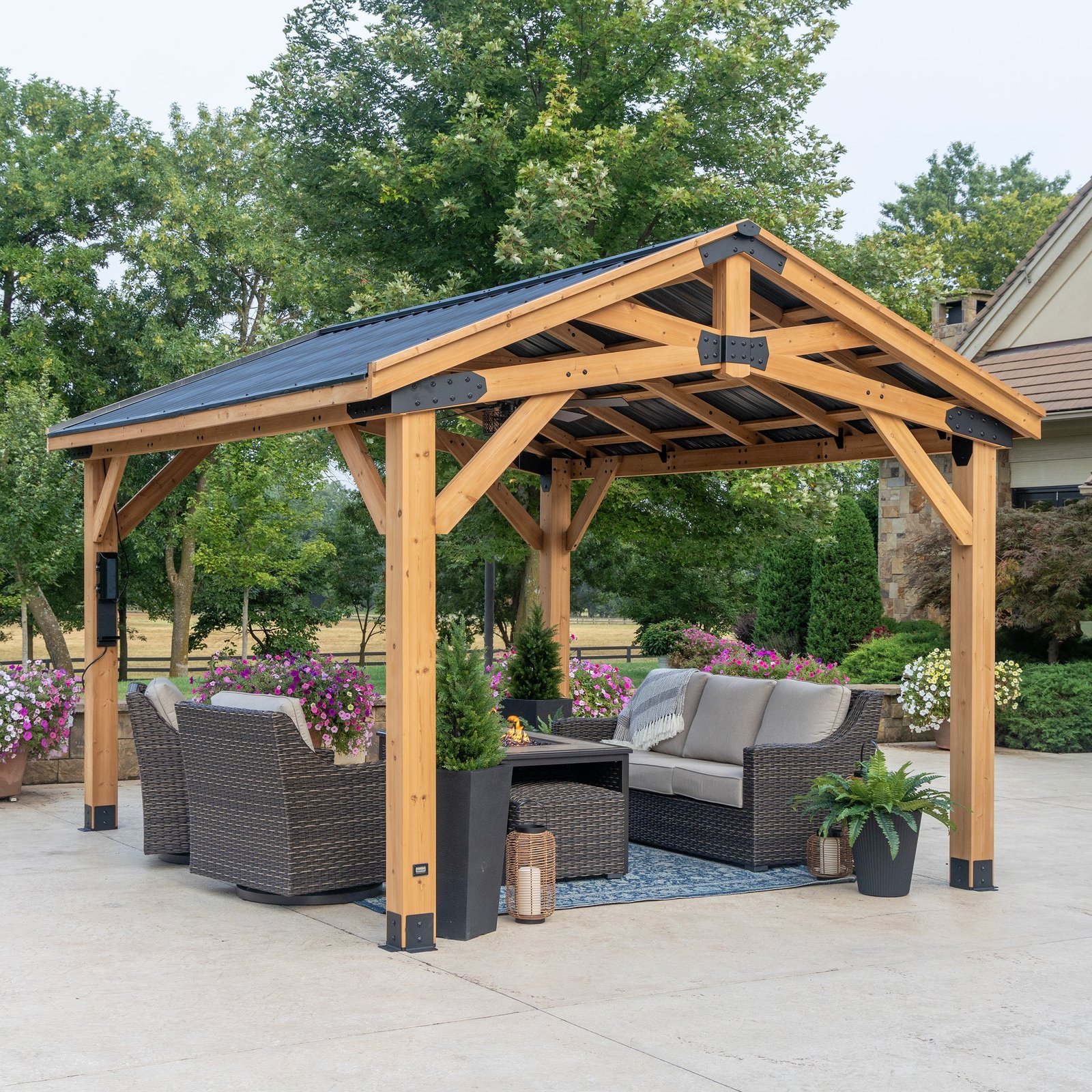 SIZE_14x12_SamsPeakRoofGazebo_Hero_V1.jpg 14x12 Peak Roof Gazebo - Image 1