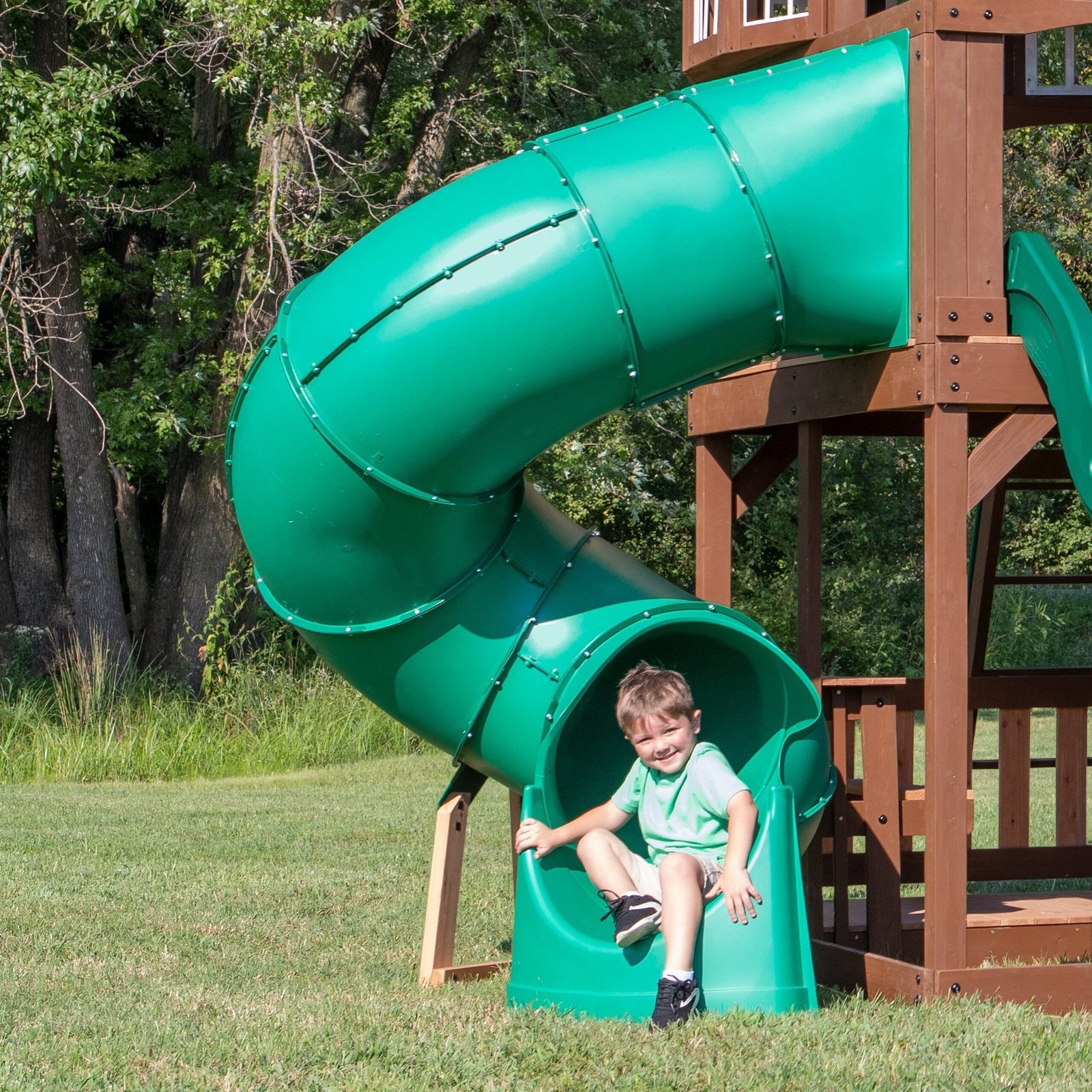 Tube-Slide-LH-scaled-1.jpg Spiral Left Exit Tube Slide for 5 Foot Decks - Image 1