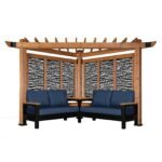 Tuscany Corner Pergola with Conversation Seating - Bamboo Panels - Image 2
