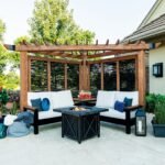 Tuscany Corner Pergola with Conversation Seating - Bamboo Panels - Image 3