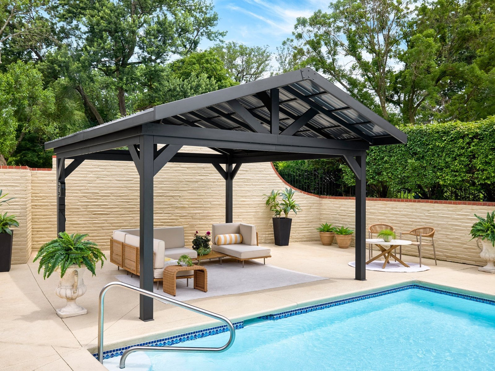 qzjru6nmg5sn5evjzjve_cac66193-c5c6-484c-81dc-2845ad371a40.jpg Lancaster | 16x14 Steel Gazebo with Gable Roof - Image 1