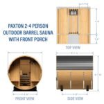 Paxton Outdoor Barrel Sauna with Porch – 2-4 Person - Image 2